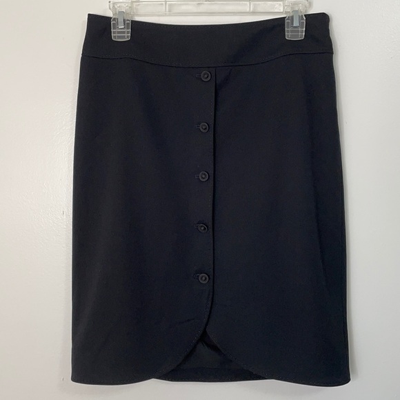 Rebecca Taylor Black Button Front Pencil Skirt Size 6 - Picture 1 of 6